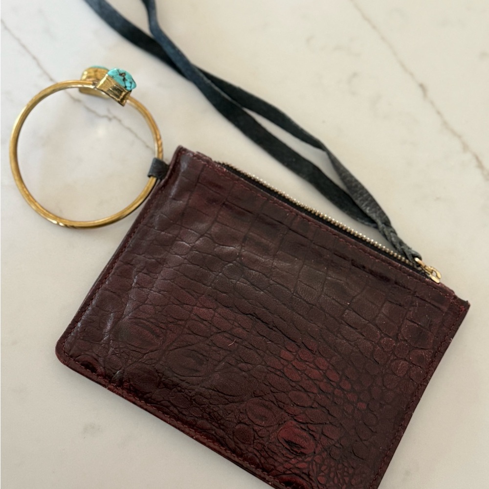 Cleobella Crocodile Embossed Wristlet